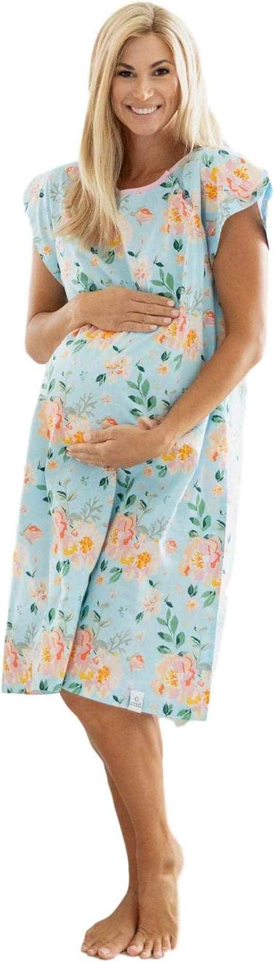 "Luxurious Labor & Delivery Maternity Gown - Essential for Your Hospital Bag (L/XL - Pre Pregnancy 10-16, Jade)"